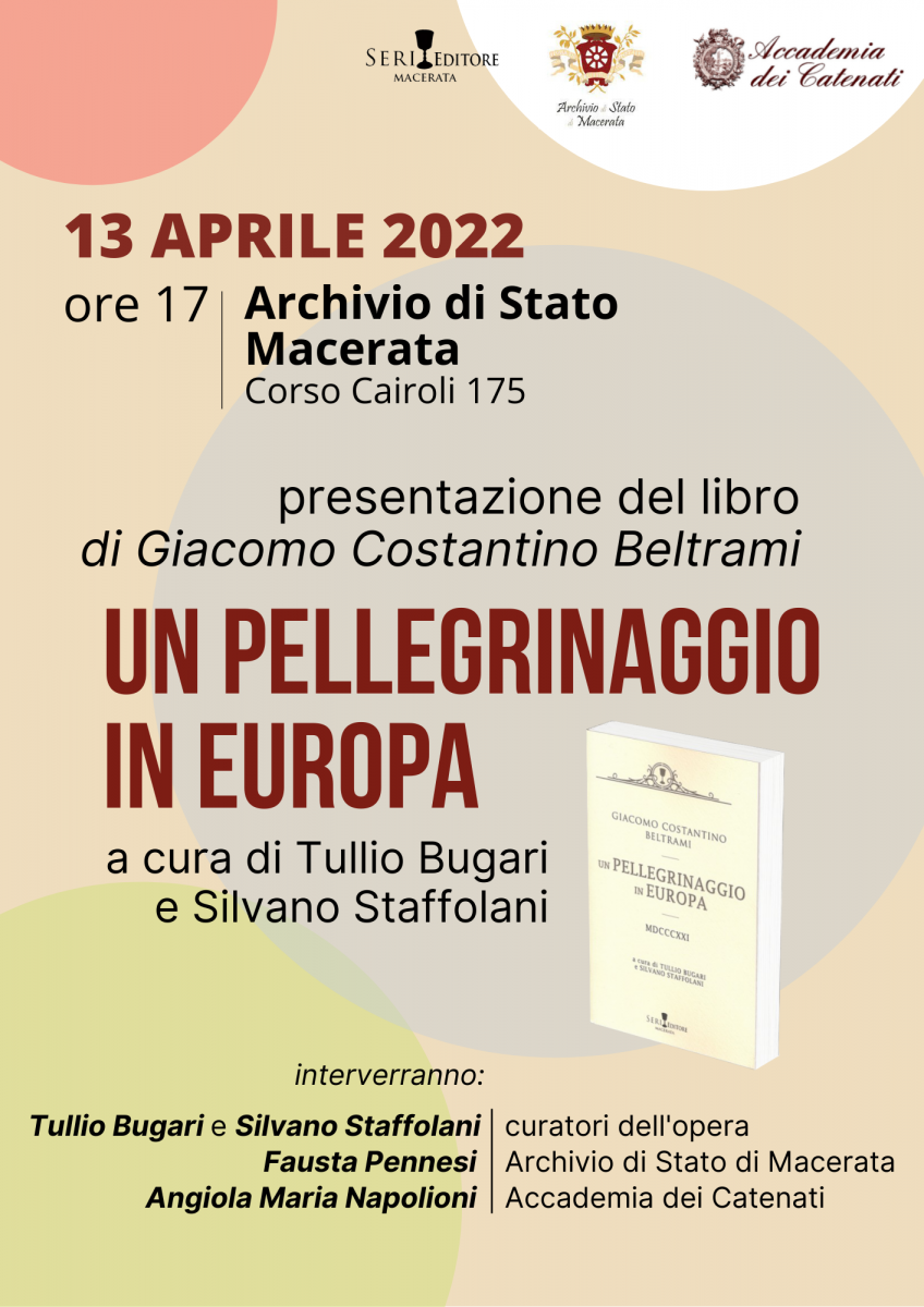 Presentazione del libro “Un pellegrinaggio in Europa” – Archivio di Stato di Macerata, mercoledì 13 aprile 2022, ore 17