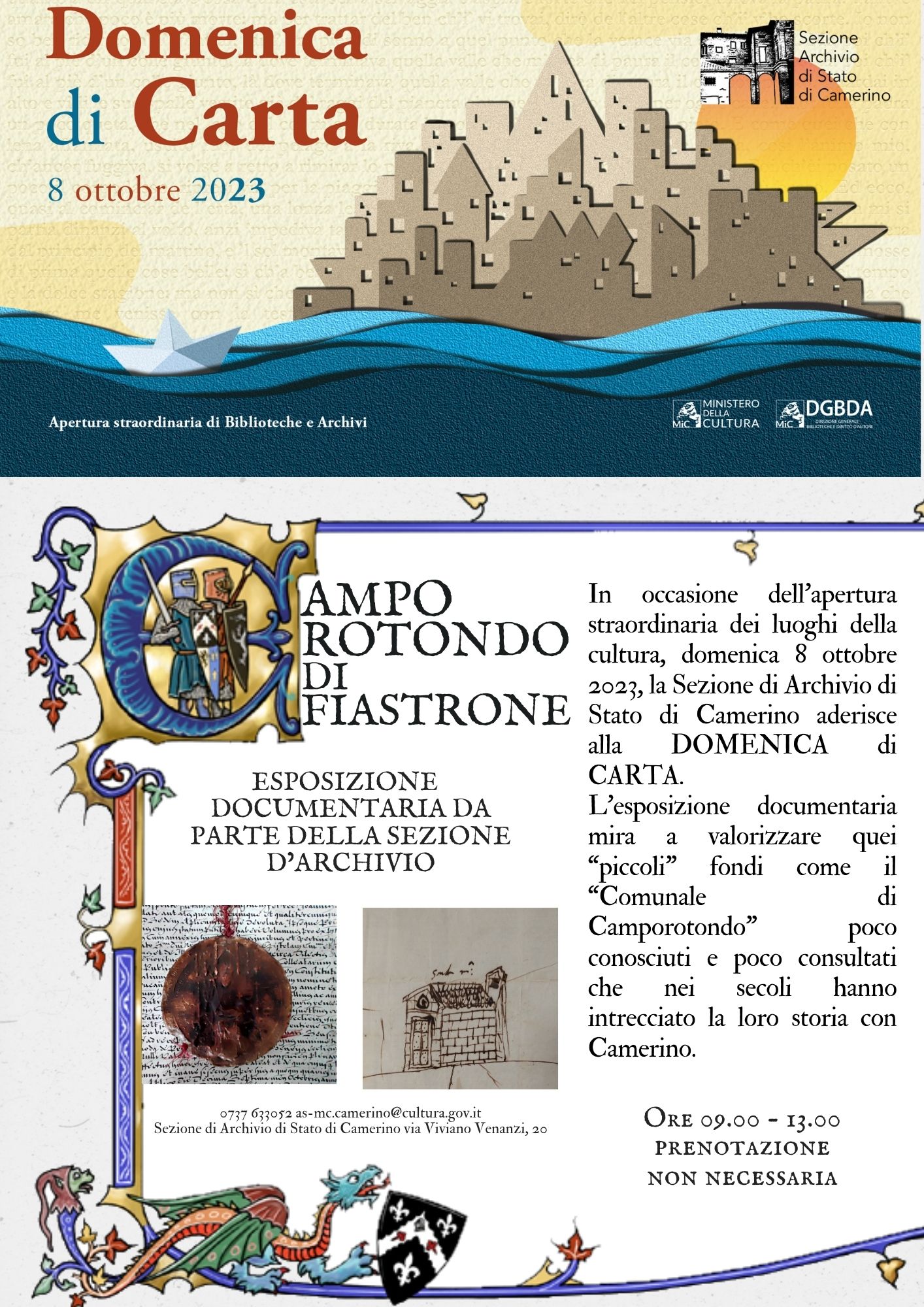 SASC #Domenicadicarta2023 – Mostra documentaria archivio storico Comune di Camporotondo di Fiastrone