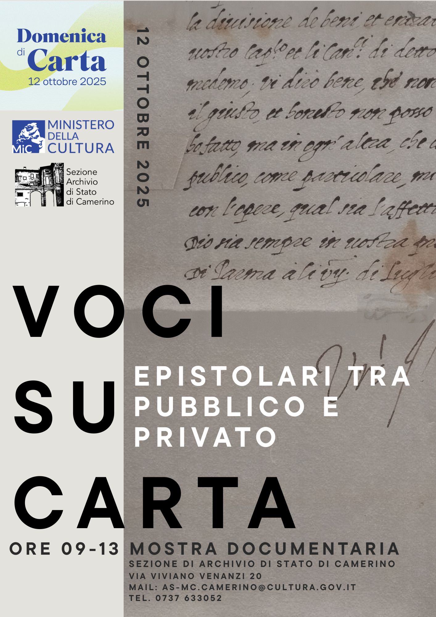 SASC- Domenica di Carta 2025. “Voci su carta. Epistolari tra pubblico e privato”. Mostra documentaria.
