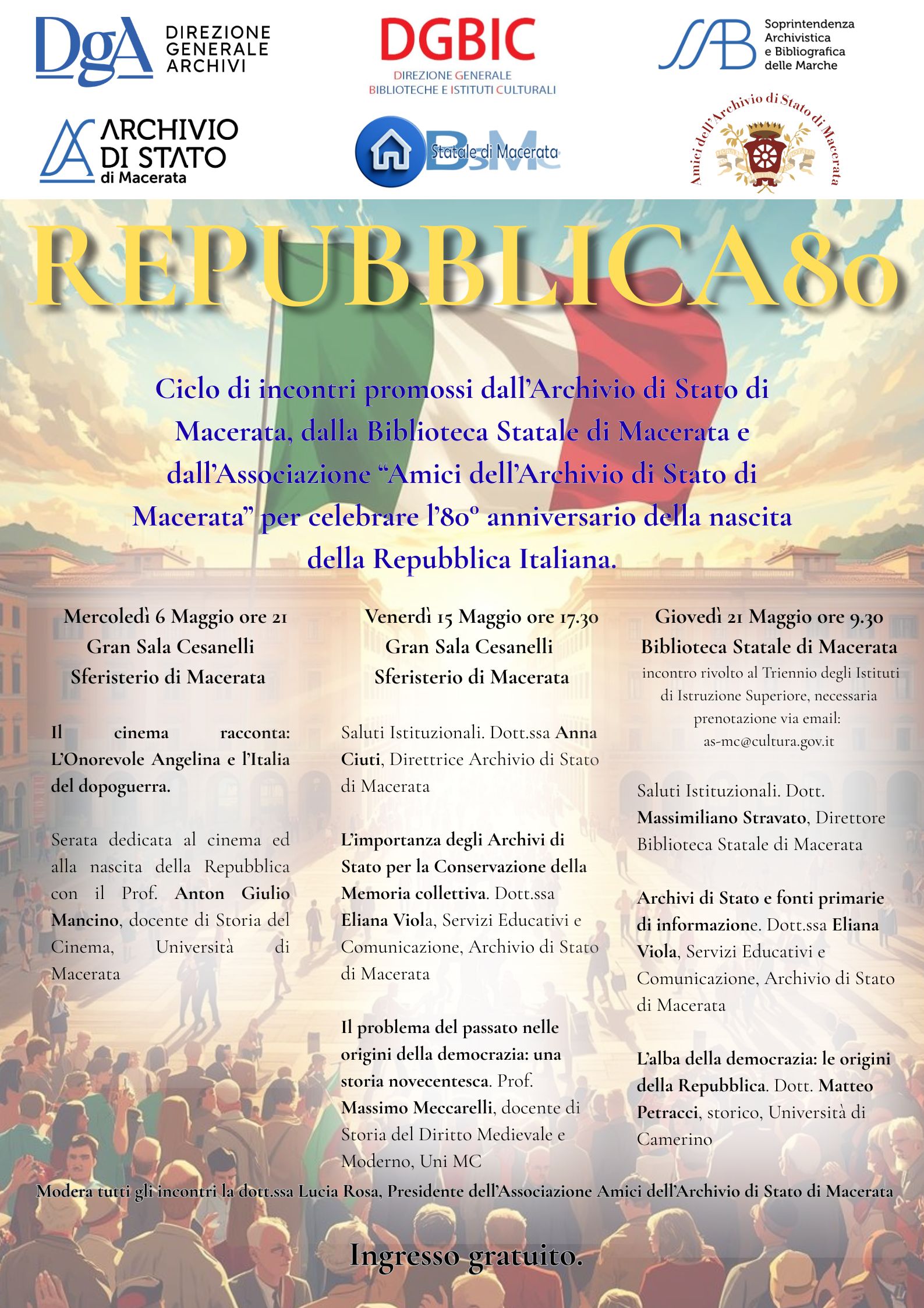 REPUBBLICA 80 – Ciclo di incontri per celebrare l’80°Anniversario della nascita della Repubblica Italiana